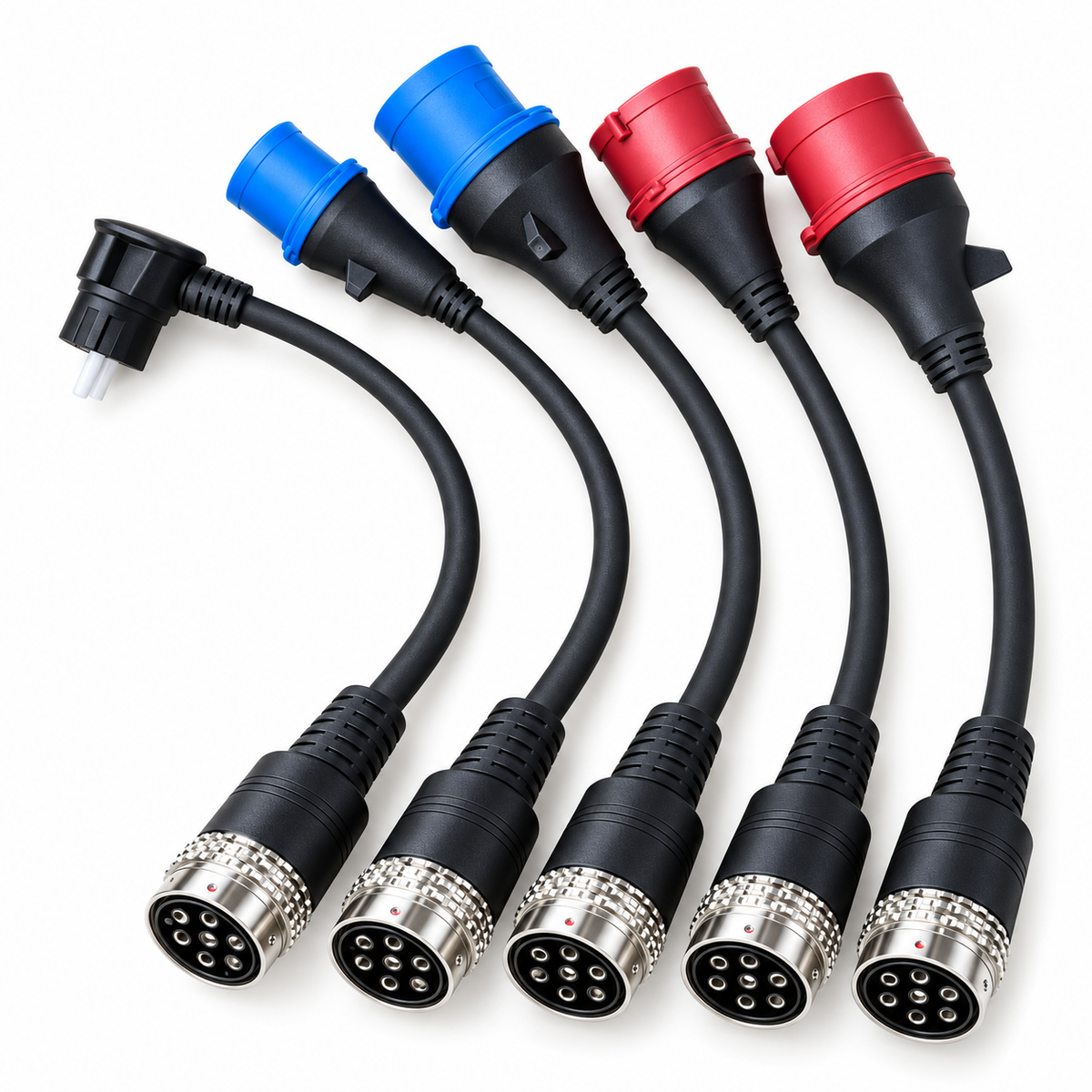 Portable EV Charger Type 2 up to 22 kW – 5 Input Adapters (5 m)