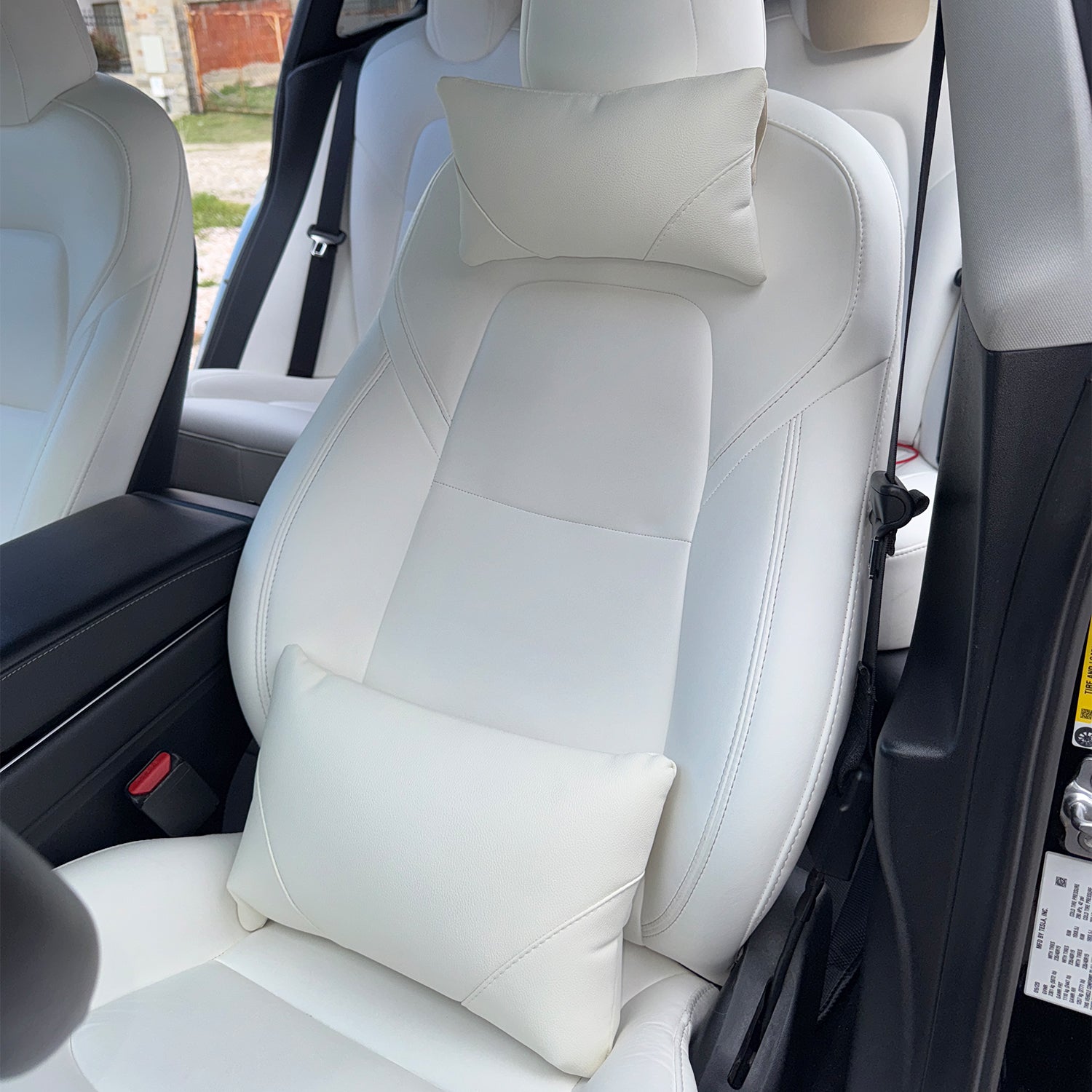 Coussin lombaire pour Tesla, cuir végétalien de qualité supérieure-Ajustement universel pour modèle 3, Y, S, et X