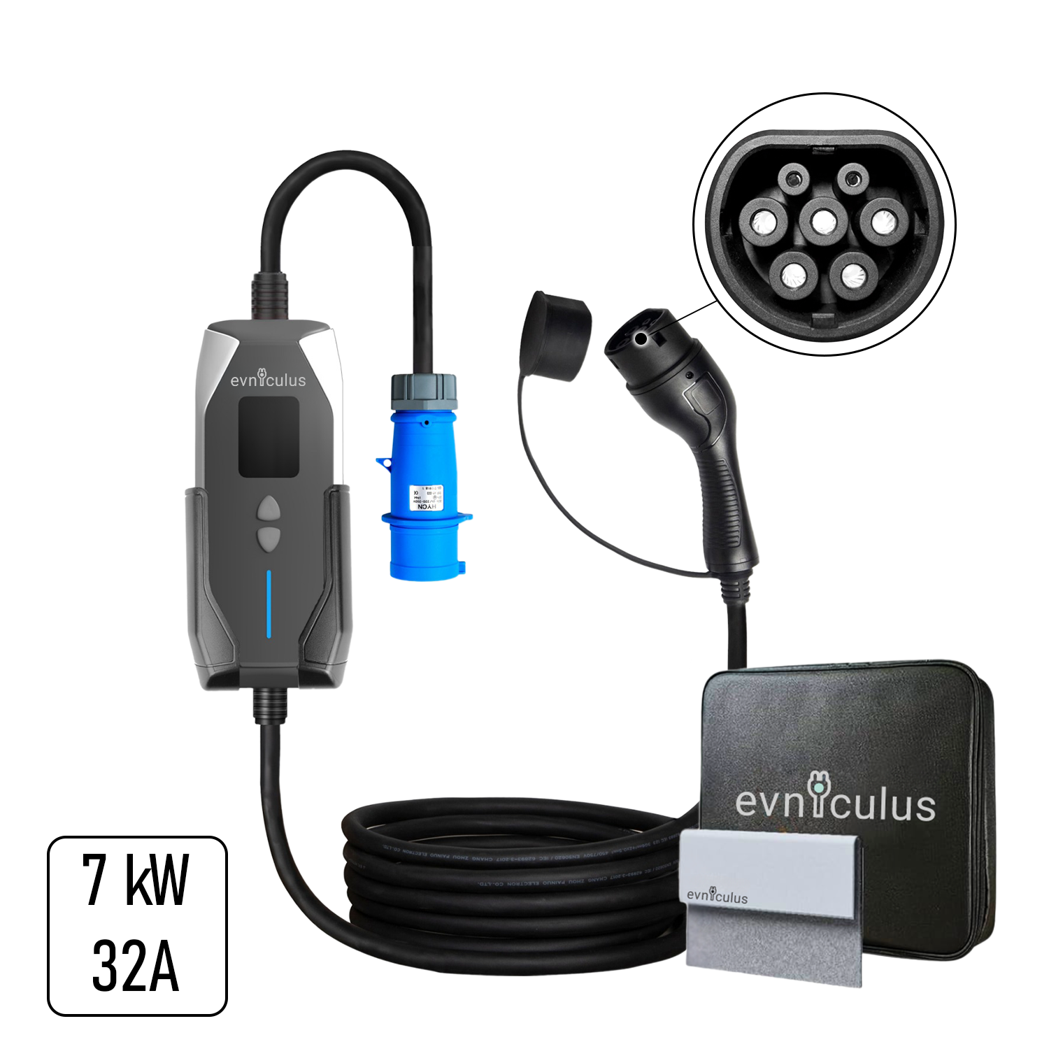 Portable EV Charger Type 2 (7 kW/32A) WiFi+APP