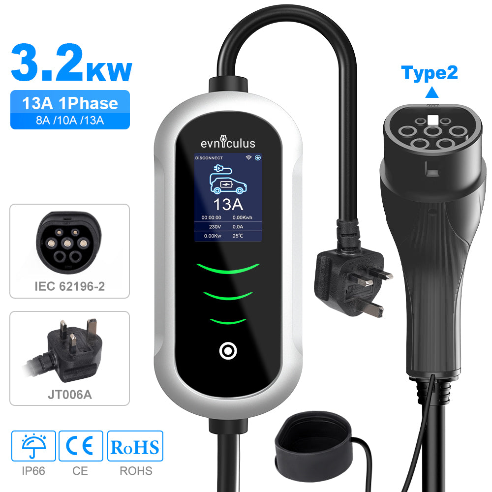 Chargeur portable pour véhicule électrique 13 A (3 broches/Type G/Prise britannique) 5 m Type 2