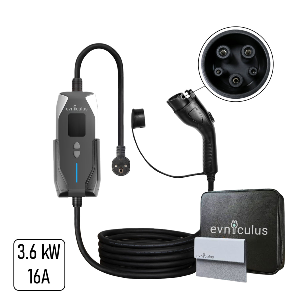 Portable EV Charger Type 1 (3.6 kW/16A) w/ WiFi/APP