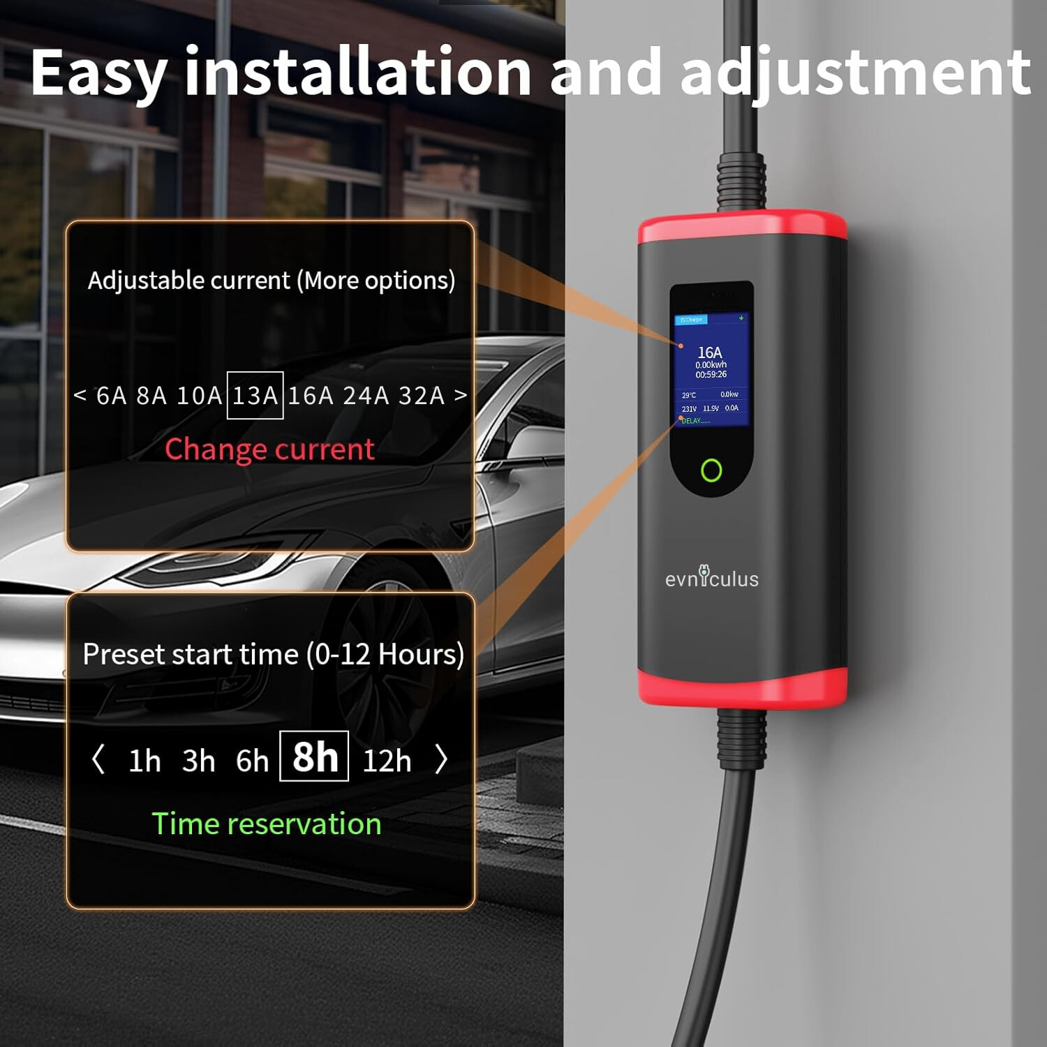 Преносимо зарядно за електрически автомобили 3-фазно (11 kW/ 22 kW) WiFi+APP