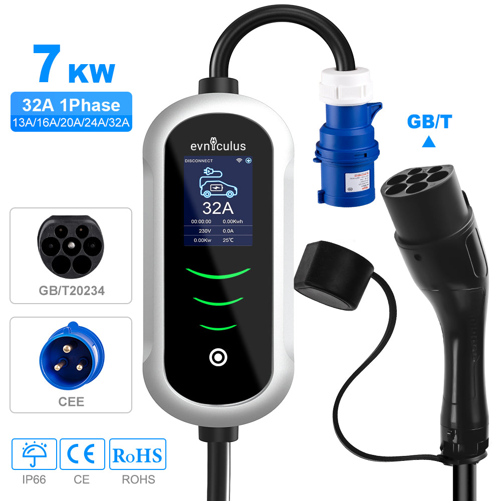 Chargeur portable GBT monophasé 7 kW/32 A (Wi-Fi + APP)