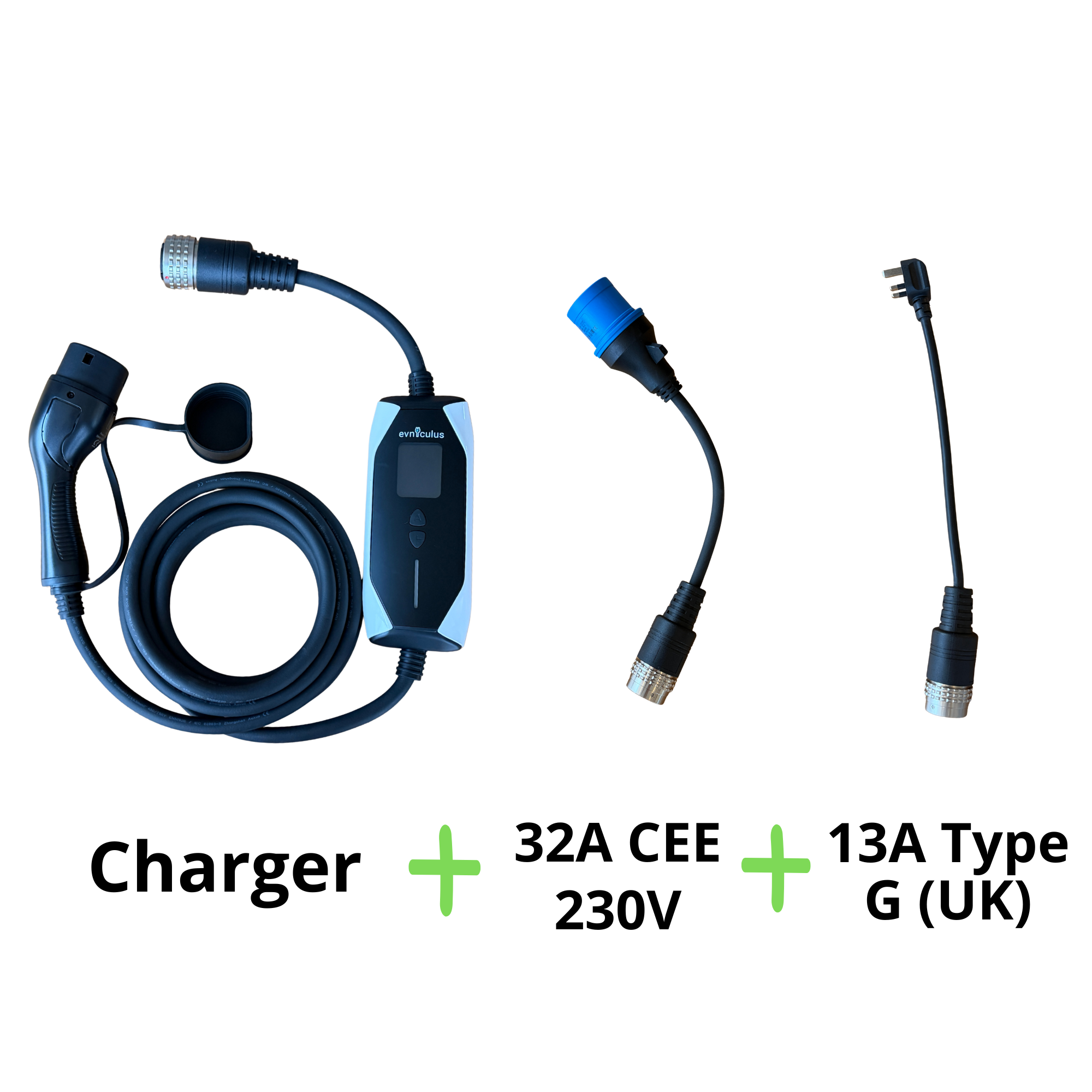 Portable EV Charger Type 2 with Adapters (7 kW/32A) + WiFi & APP
