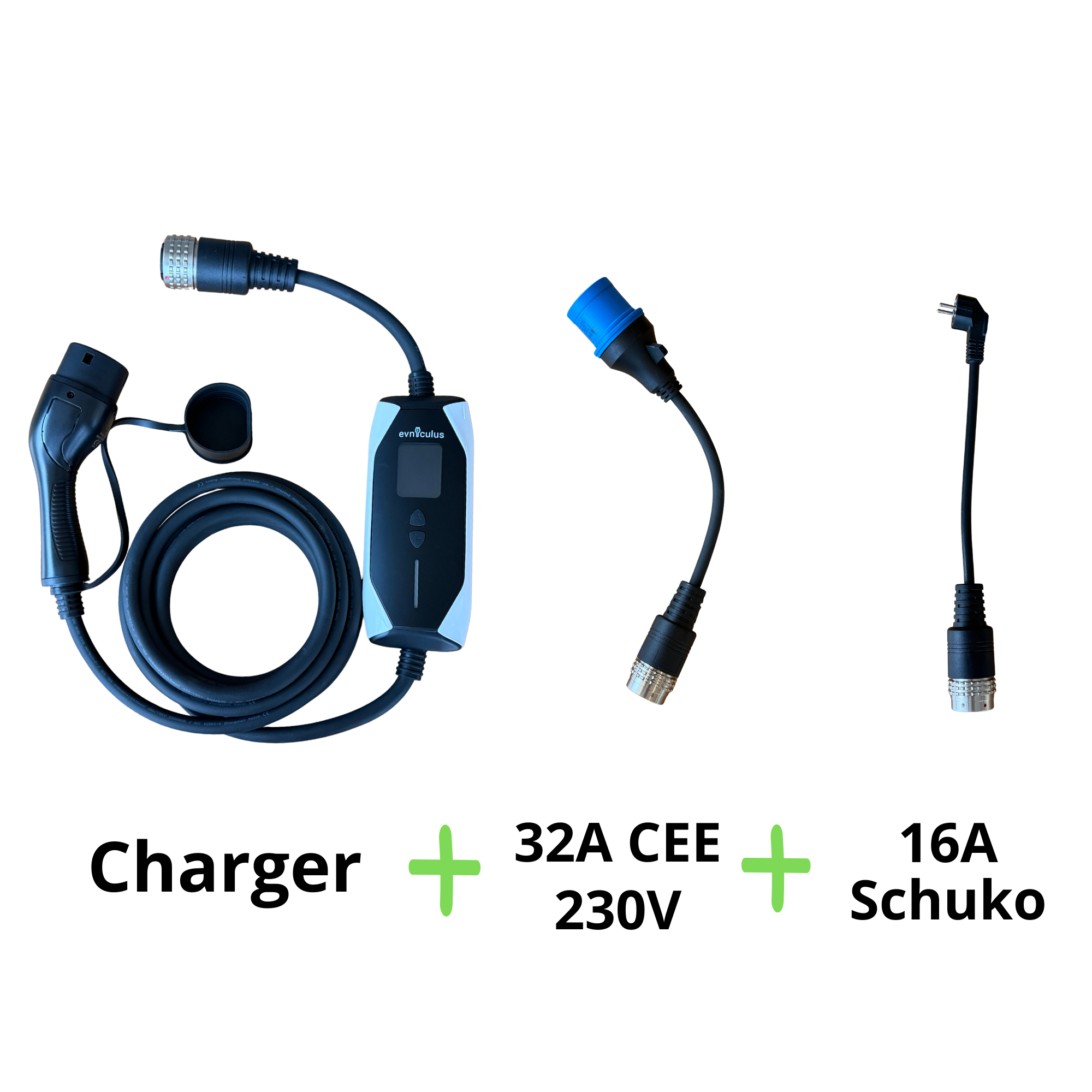 Portable EV Charger Type 2 with Adapters (7 kW/32A) + WiFi & APP