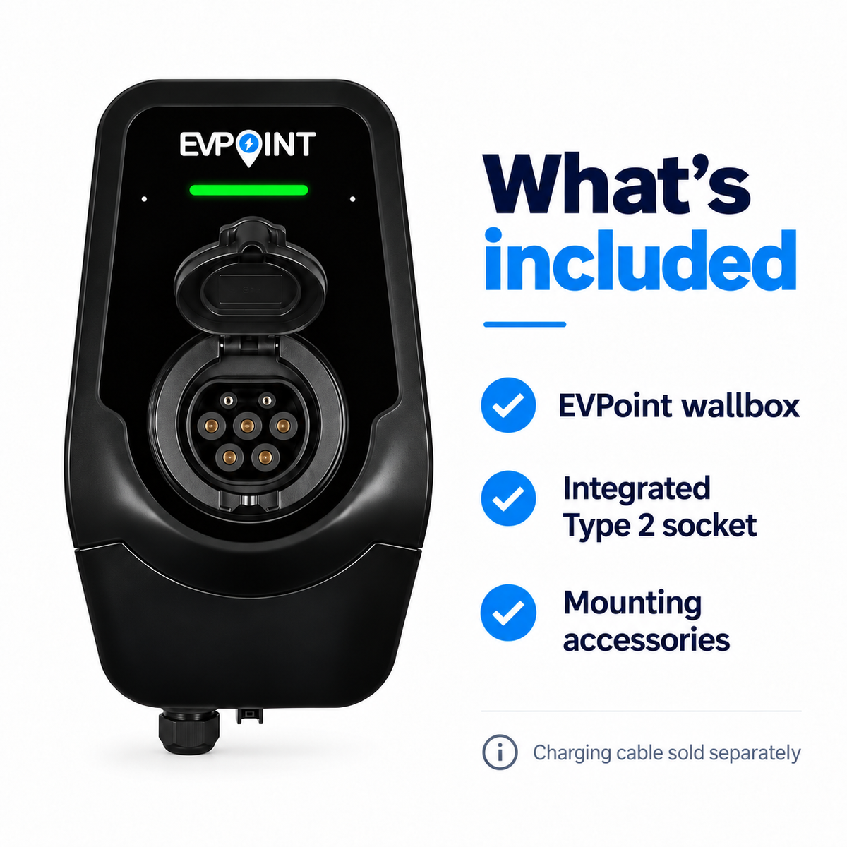 EVPoint EV22 PLUS 11/22 kW Smart EV Charger – Type 2 Socket