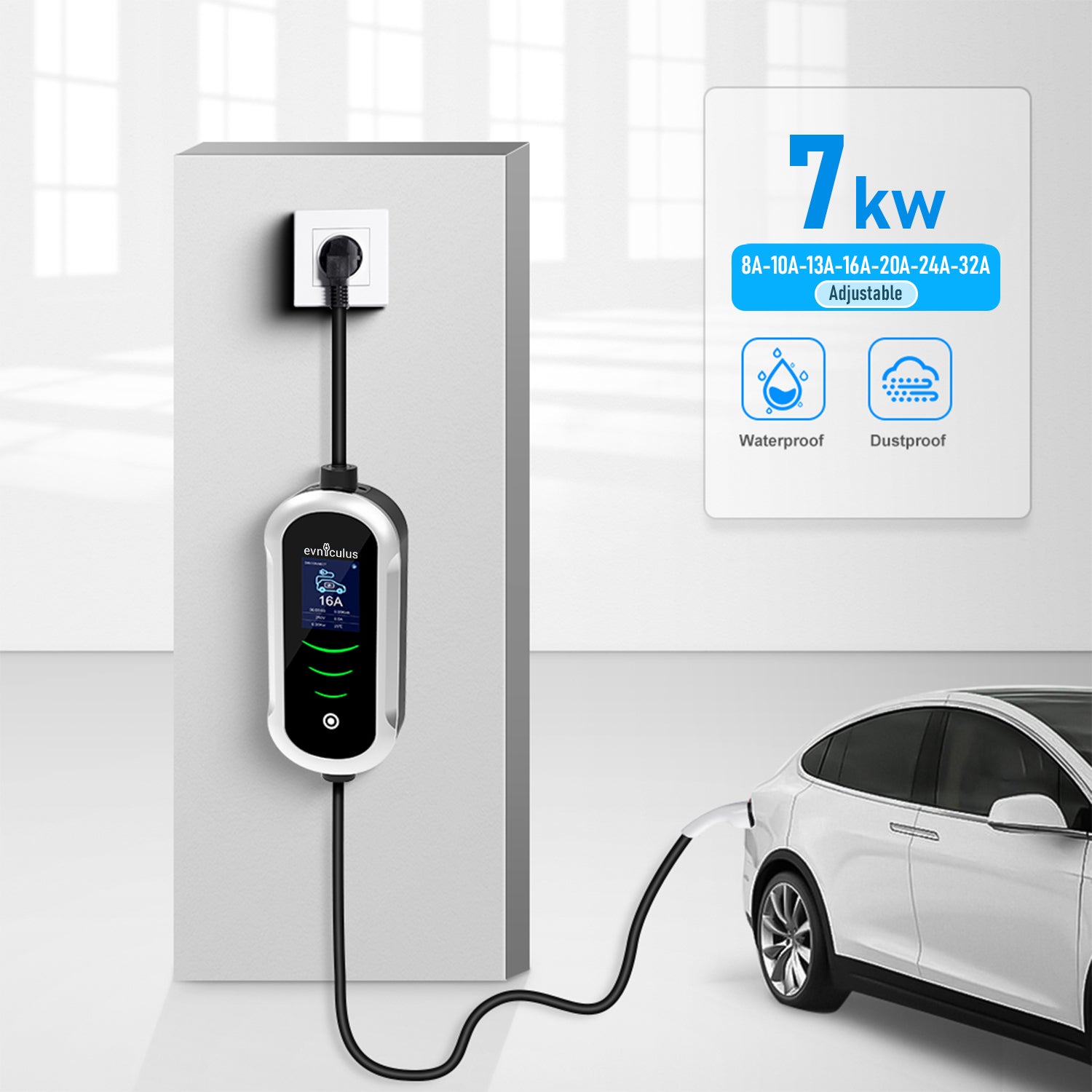 Chargeur portable GBT monophasé 7 kW/32 A (Wi-Fi + APP)