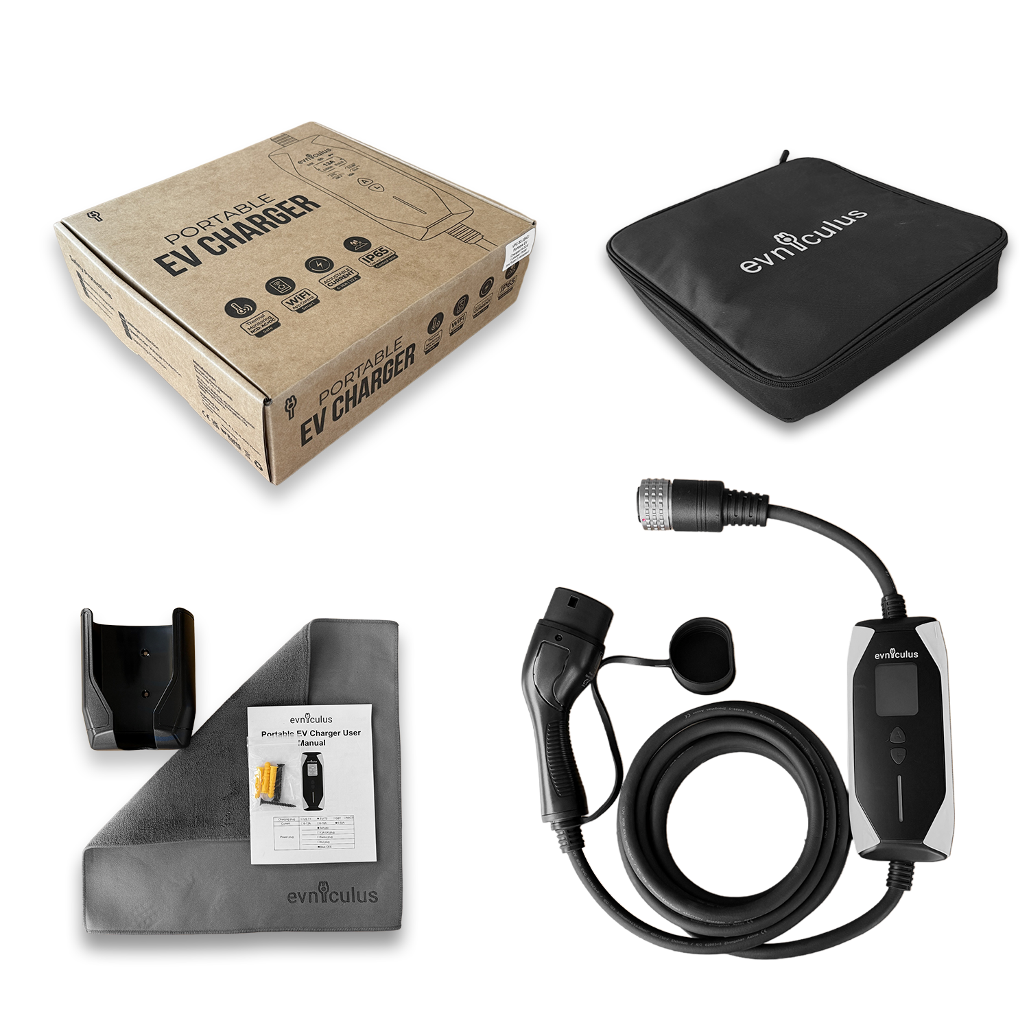 Portable EV Charger Type 2 with Adapters (7 kW/32A) + WiFi & APP