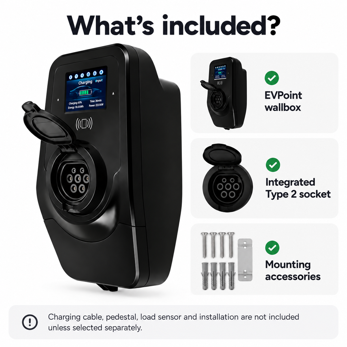 EVPoint EV22 PRO 22 kW Smart EV Charger with 3.5-inch Display