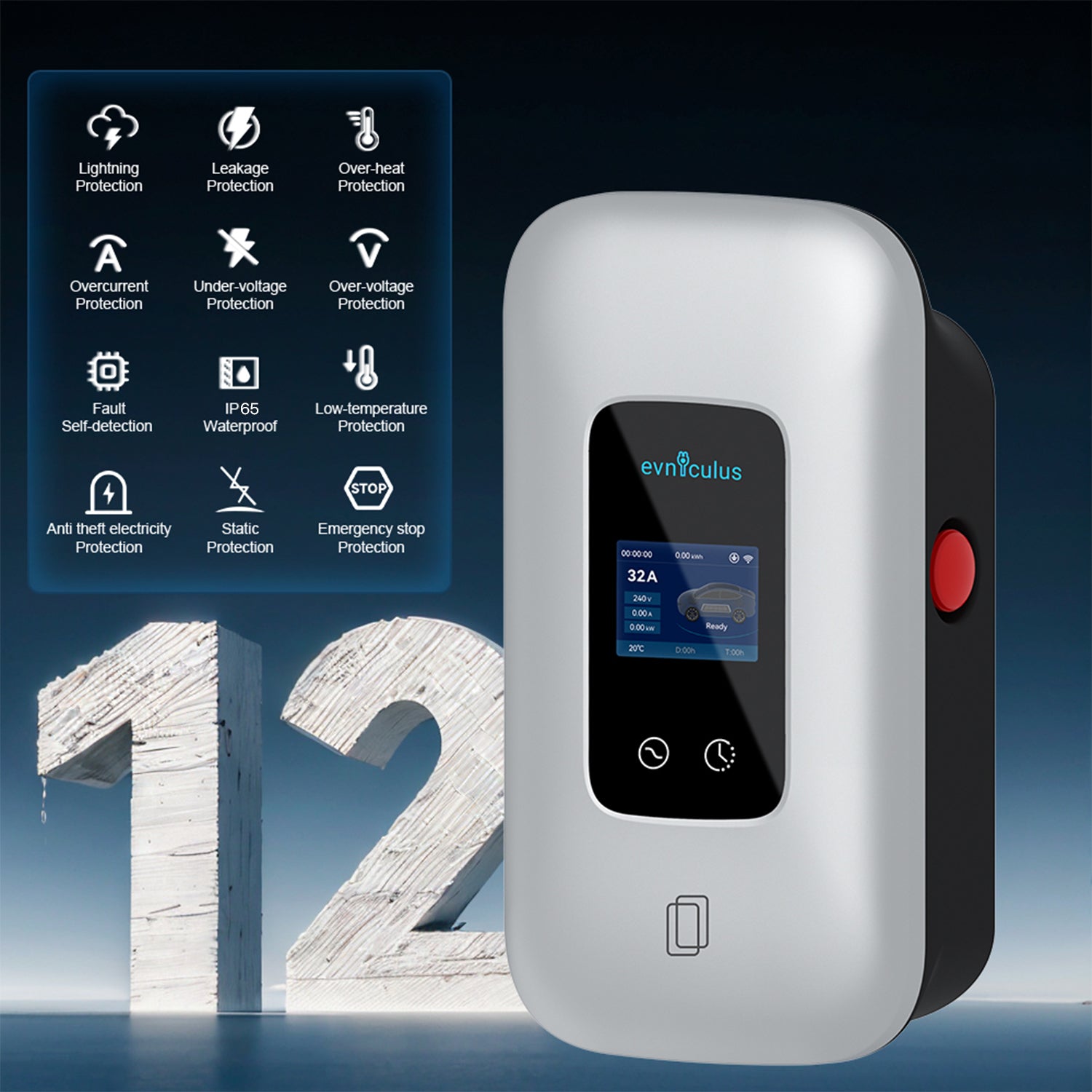 Chargeur EVniculus Intelligent 22kW avec WiFi RFID Bluetooth