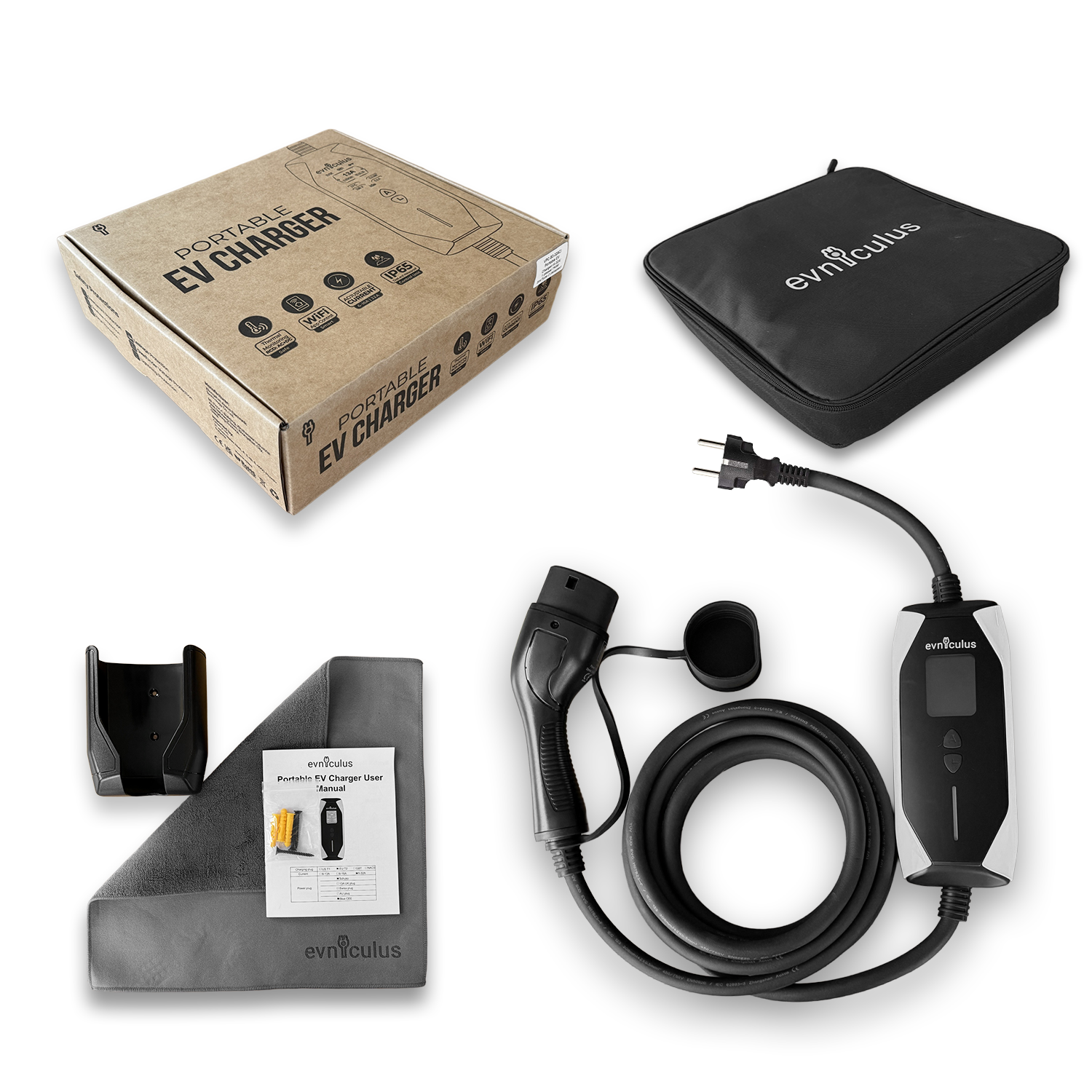 Chargeur portable pour véhicules électriques de type 2 (prise suisse/type J) 3, 6 kW/16 A WiFi + application