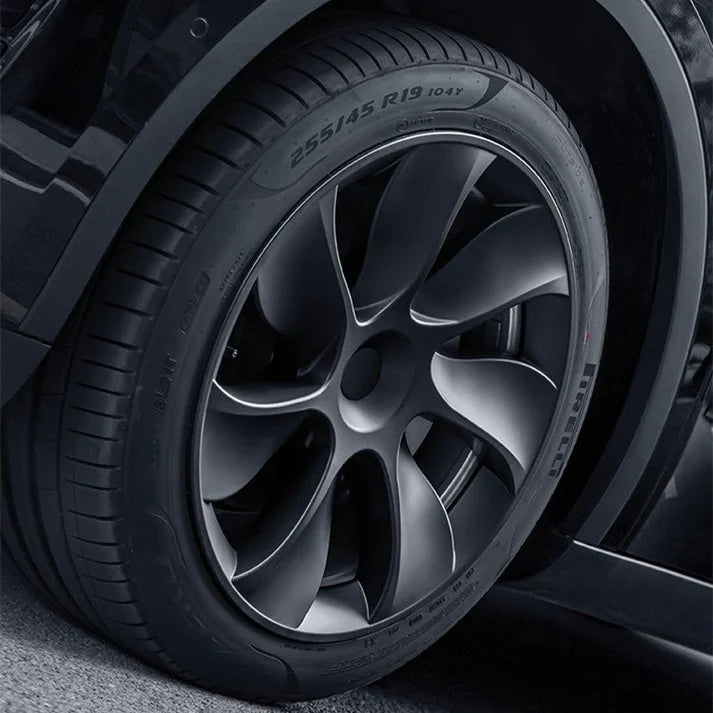 Enjoliveurs de roue 19 pouces pour Tesla Model Y–4 pièces (noir mat/gris pistolet)