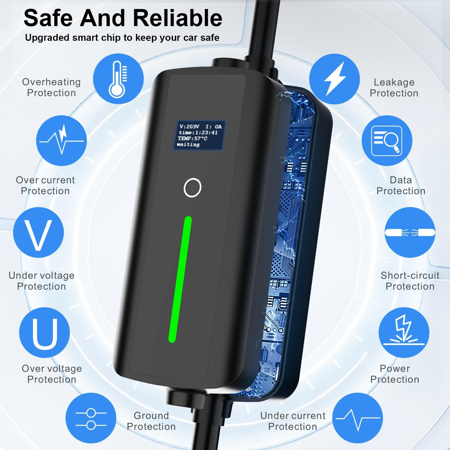 Chargeur portable pour véhicule électrique Type 2 (3, 6 kW/16 A) Wi-Fi + APP