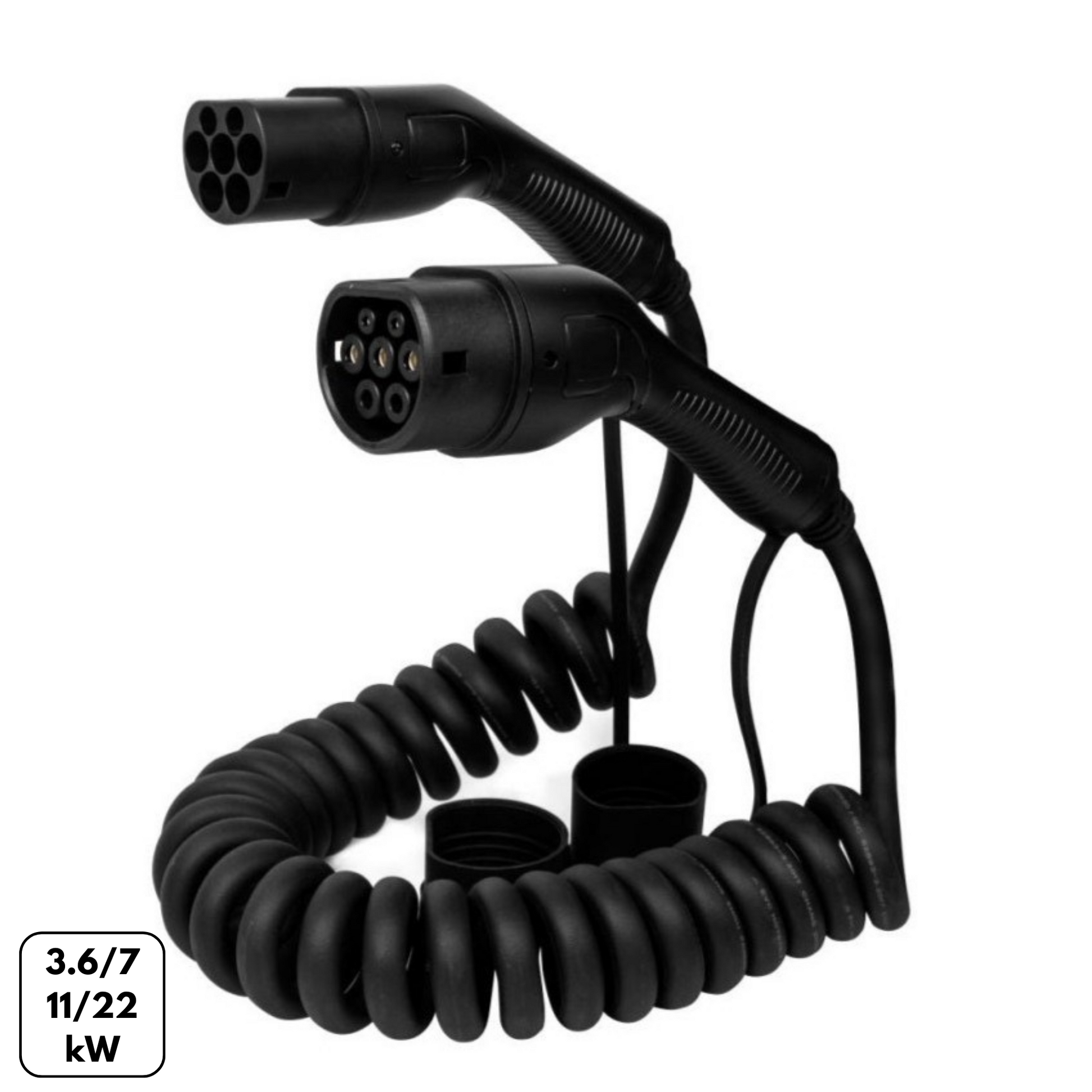 Premium coiled EV charging cable for your electric car with type 2