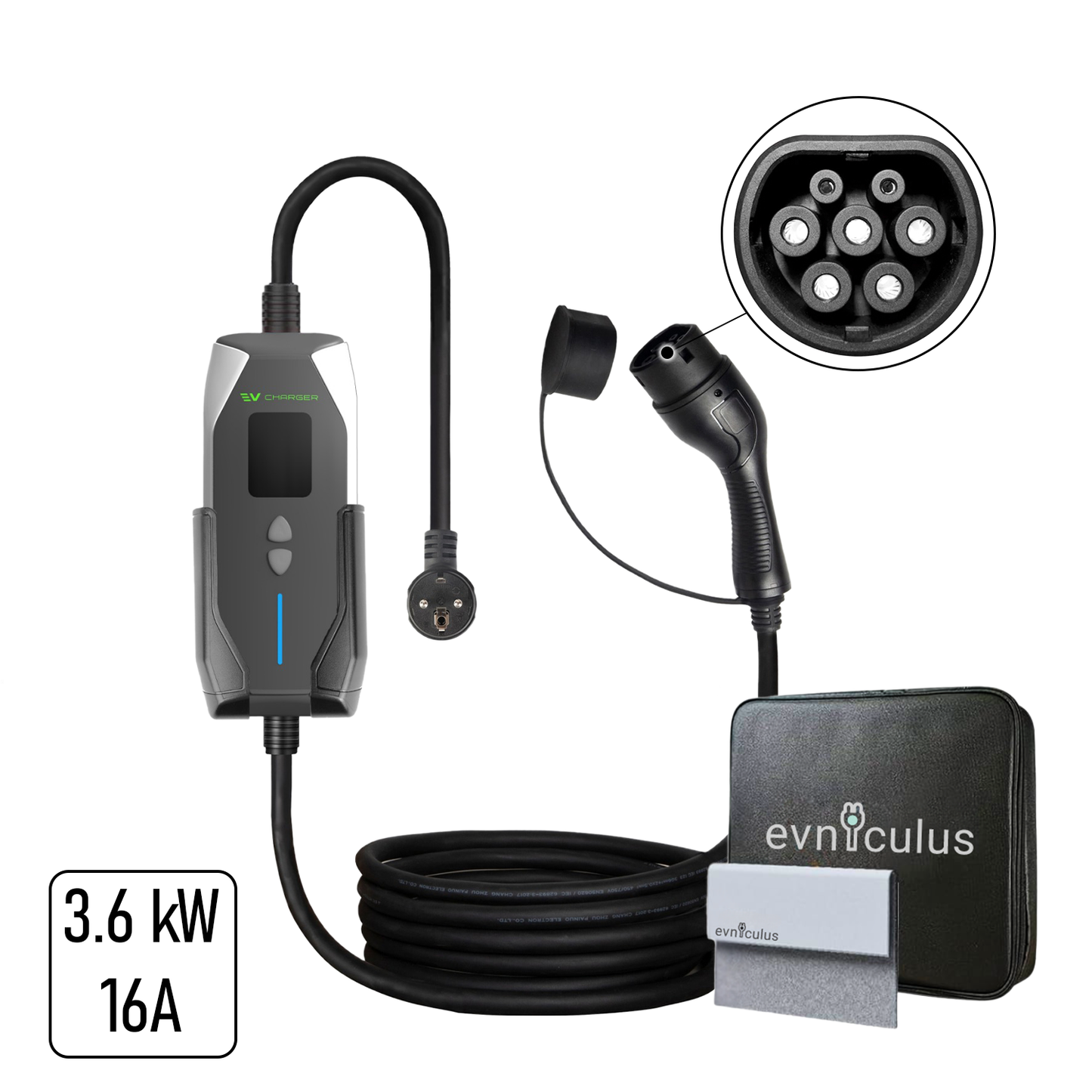 Chargeur portable pour véhicule électrique de type 2 (3,6 kW/16 A)