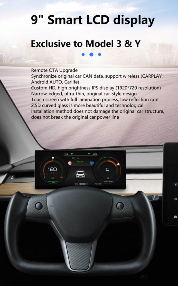 Приборная панель Tesla Model 3 и Y Приборная панель Apple CarPlay и Android Auto