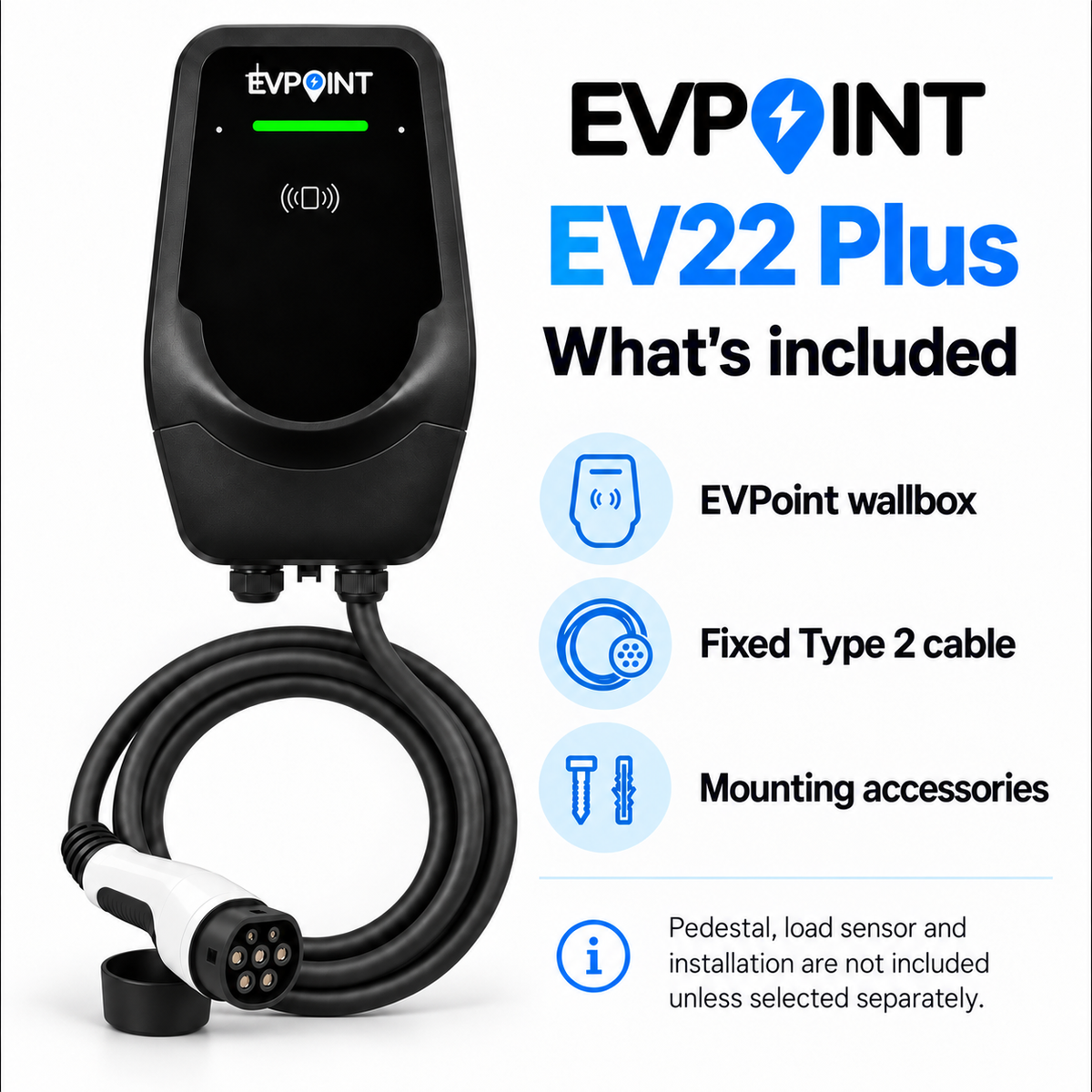 EVPoint EV22 PLUS 22 kW Smart EV Charger – Type 2 Cable