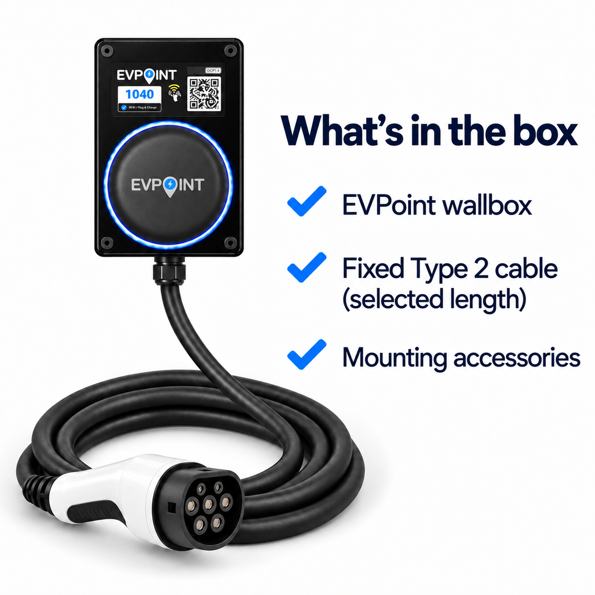 EVPoint EV7 7.4 kW Smart EV Charger – Type 2 Cable