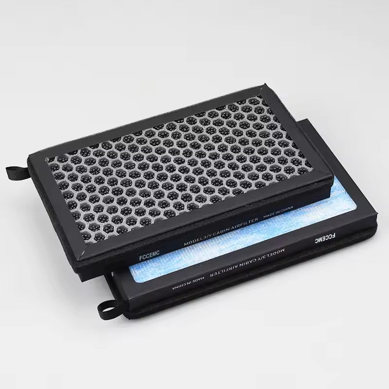 Filtre à air d'habitacle HEPA + charbon actif pour Tesla Model 3 / Y / Highland / Juniper (PM2, 5 et élimination des odeurs) 