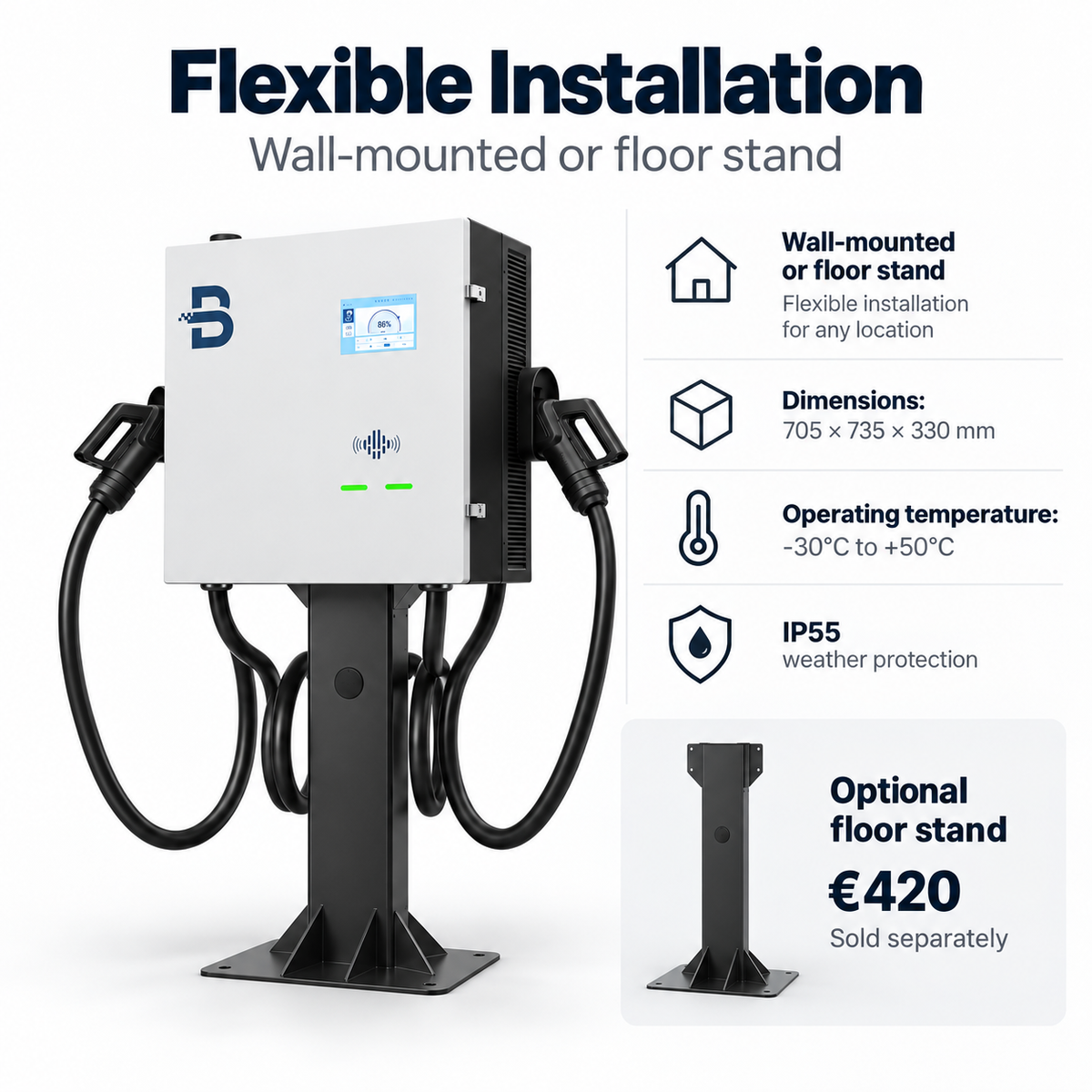 BENY DC Fast Charging Station – 60 kW, 2× CCS2