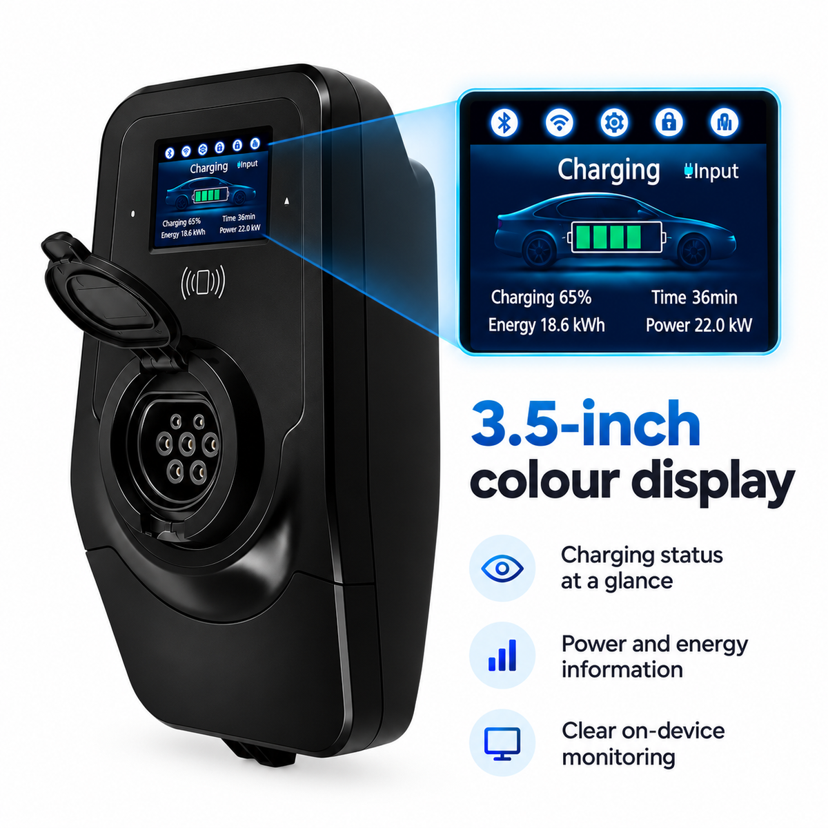 EVPoint EV22 PRO 22 kW Smart EV Charger with 3.5-inch Display