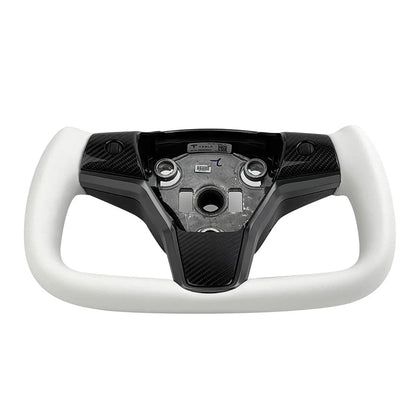 Tesla Yoke Steering Wheel – Premium Replacement for Model 3 & Model Y | White & Carbon Fiber Options