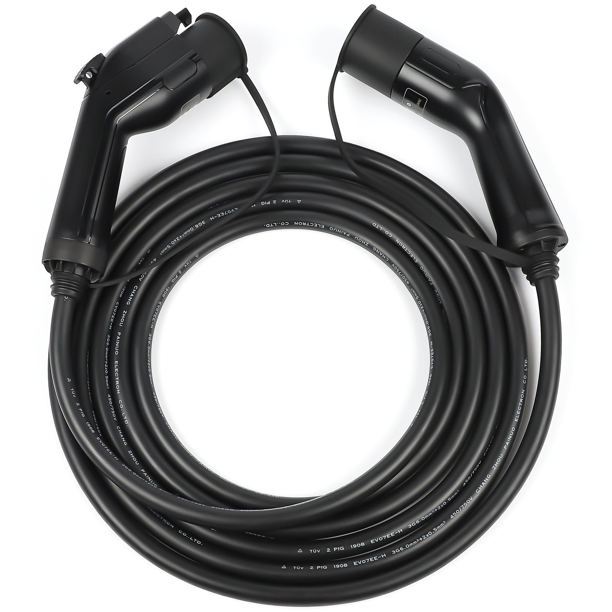 Coiled Charging Cable: Type 2 to Type 2, 5m/7m/10m